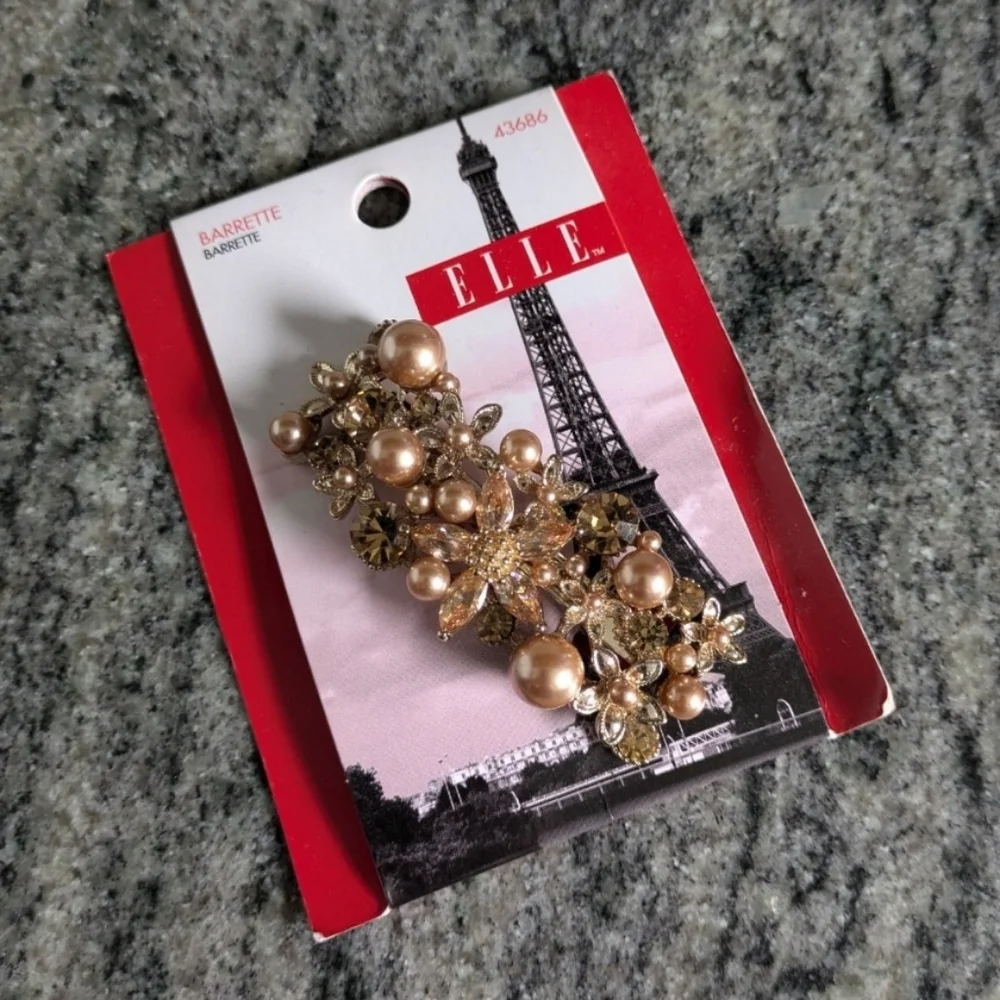 New Pearl & Rhinestone Barette - Picture 2 of 6